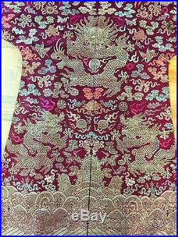 Magnificent Antique Chinese Robe With Dragons And Details