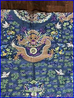 Magnificent Antique Chinese Silk Kesi Kossu Dragon Robe Qing Period