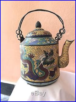 Magnificent Antique Chinese Teapot Closeness With Dragons