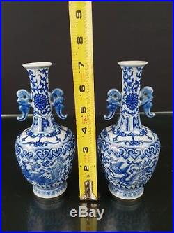Magnificent Antiques Pair Of Chinese Porcelain Vase Dragons And Phoenix