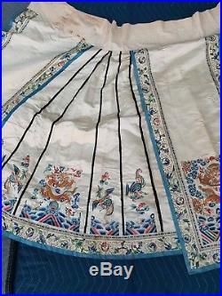 Mangificent Antique Chinese Textile Skirt Dragon And Phoenix 91 In X 36 In
