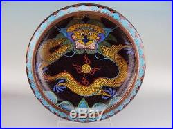 Marked, Beautiful Chinese Cloisonne Antiques Oriental Enamel Dragon Brush Washer