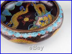 Marked, Beautiful Chinese Cloisonne Antiques Oriental Enamel Dragon Brush Washer