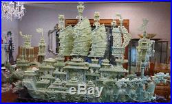 Massive Approx. 2,000 lbs, Chinese Heavily Carved Jade Dragon Ship