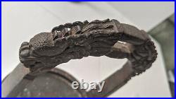 Ming Or Earlier Mongolian Inlaid Silver On Iron Chinese Dragons Pair Of Stirrups