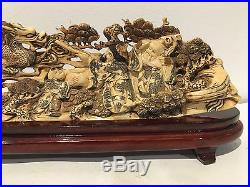 NICE ANTIQUE CHINESE POLYCHROME QUALITY FIGURE dragon hand carved wood base