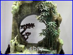 Natural Dushan Jade Stone Carved Dragon Figure Chinese Courtyard Art Decoration