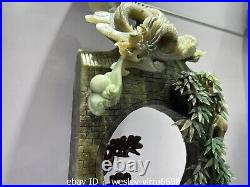 Natural Dushan Jade Stone Carved Dragon Figure Chinese Courtyard Art Decoration