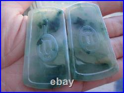 Natural Genuine A Jadeite Jade Icy Floral Green Dragon and Phoenix Pendant