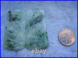 Natural Genuine A Jadeite Jade Icy Floral Green Dragon and Phoenix Pendant