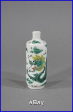 Nice Antique Chinese Famille Verte Dragon Snuff Bottle, 19THC