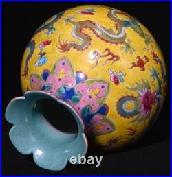 Nice Collectable Beautiful Chinese Hand Famille Rose Porcelain Dragon Zun Vase Nice Collectable Beautiful Chinese Hand Famille Rose Porcelain Dragon Zun Vase