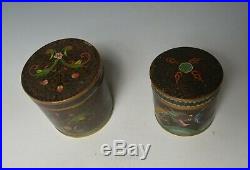 Nice pair antique Chinese cloisonne tea boxes tins dragon