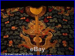 Old Antique Qing 19th C Chinese Kesi Silk Embroidered Dragon Robe not rank badge