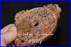 Old China Dynasty Natural Hetian Jade Carve Dragon Phoenix People YuBi Yu Bi