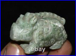 Old China Han Dynasty Natural Hetian Jade Carved Dragon Beast Amulet Statue