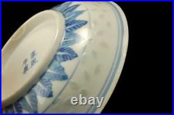 Old Chinese Blue White Porcelain Dragon Plate Mark D123-25