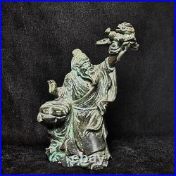 Old Chinese Bronze Carving Dragon Buddha Statue Fengshui Decoration H 16 CM