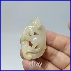 Old Chinese Carved Jade Openwork Plaque with Dragon pendant