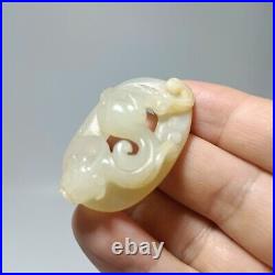 Old Chinese Carved Jade Openwork Plaque with Dragon pendant