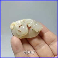 Old Chinese Carved Jade Openwork Plaque with Dragon pendant