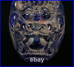 Old Chinese Dynasty Blue Colored Glaze Dragon Beast Head Buckle Belt Buckles