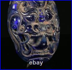 Old Chinese Dynasty Blue Colored Glaze Dragon Beast Head Buckle Belt Buckles