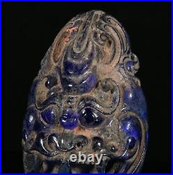 Old Chinese Dynasty Blue Colored Glaze Dragon Beast Head Buckle Belt Buckles