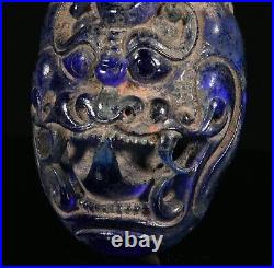 Old Chinese Dynasty Blue Colored Glaze Dragon Beast Head Buckle Belt Buckles