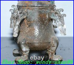 Old Chinese Dynasty White Colored Glaze Dragon Beast Head Incense Burner Censer