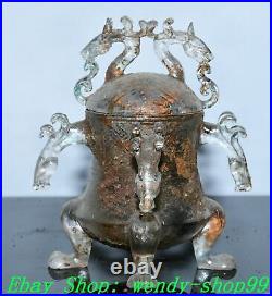 Old Chinese Dynasty White Colored Glaze Dragon Beast Head Incense Burner Censer