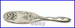 Old Chinese Export Sterling Silver Vanity Mirror Brush with Dragon Mk 115G