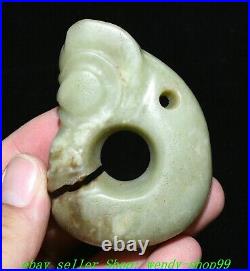 Old Chinese Hongshan Culture Natural Hetian Jade Carve Pig Dragon Hook Pendant