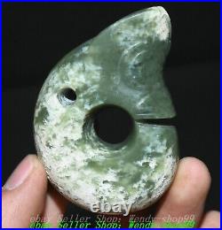 Old Chinese Hongshan Culture Natural Hetian Jade Yu Pig Dragon Hook Pendant