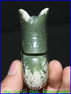 Old Chinese Hongshan Culture Natural Hetian Jade Yu Pig Dragon Hook Pendant