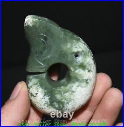 Old Chinese Hongshan Culture Natural Hetian Jade Yu Pig Dragon Hook Pendant