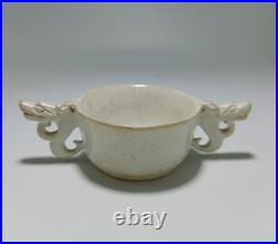 Old Chinese Jade Carved dragon loong motif dynasty jade cup