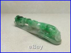 Old Chinese Jadeite Imperial Green Belt Buckle Chilong and Dragon
