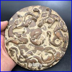 Old Chinese antique Han Dynasty natural Jade Hand-carved Dragon Bi (disc), A706