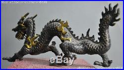 Old Chinese bronze Gilt Zodiac animal Feng shui wealth auspicious Dragon statue