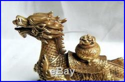 Old Chinese bronze hand-carved Dragon Cornucopia statue
