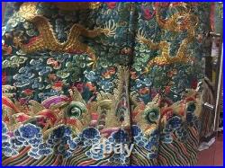 Old Chinese royalty silk handcraft embroidery magnificent nine dragon Robe