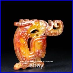 Old Dynasty Natural Hetian Jade Carve Dragon Beast People Face Head Yu Bi YuBi Old Dynasty Natural Hetian Jade Carve Dragon Beast People Face Head Yu Bi YuBi