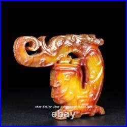 Old Dynasty Natural Hetian Jade Carve Dragon Beast People Face Head Yu Bi YuBi Old Dynasty Natural Hetian Jade Carve Dragon Beast People Face Head Yu Bi YuBi