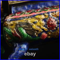 Old Handmade Chinese Cloisonne Hand-carved Dragon Incense Burner 34654