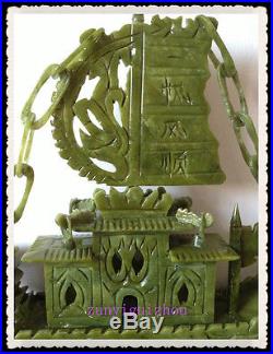 Oriental Vintage RARE 100% Chinese Natural jade Hand-carved Rare Dragon Boat
