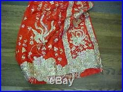 Orig Antique Chinese Silk Skirt With Dragon Embroidery c 1900 Victoria BC