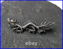 Original Early 20th century Chinese Export Silver Dragon Brooch China