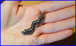 Original Early 20th century Chinese Export Silver Dragon Brooch China