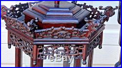PAIR ANTIQUE 19c CHINESE ROSEWOOD PALACE DRAGONS LANTERNS FULL FRAME 6 PANELS